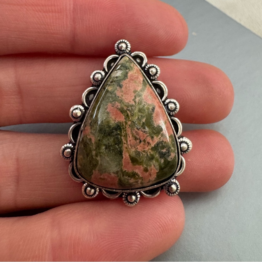 925 silver unakite ring
